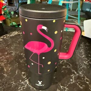 Black and Pink Flamingo Travel Mug